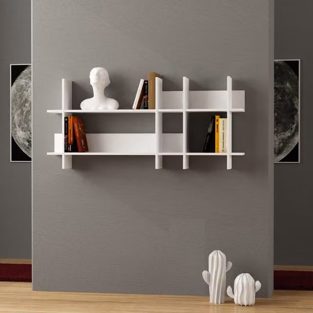 Decortie Beads Floating Bookcase Display Unit in White
