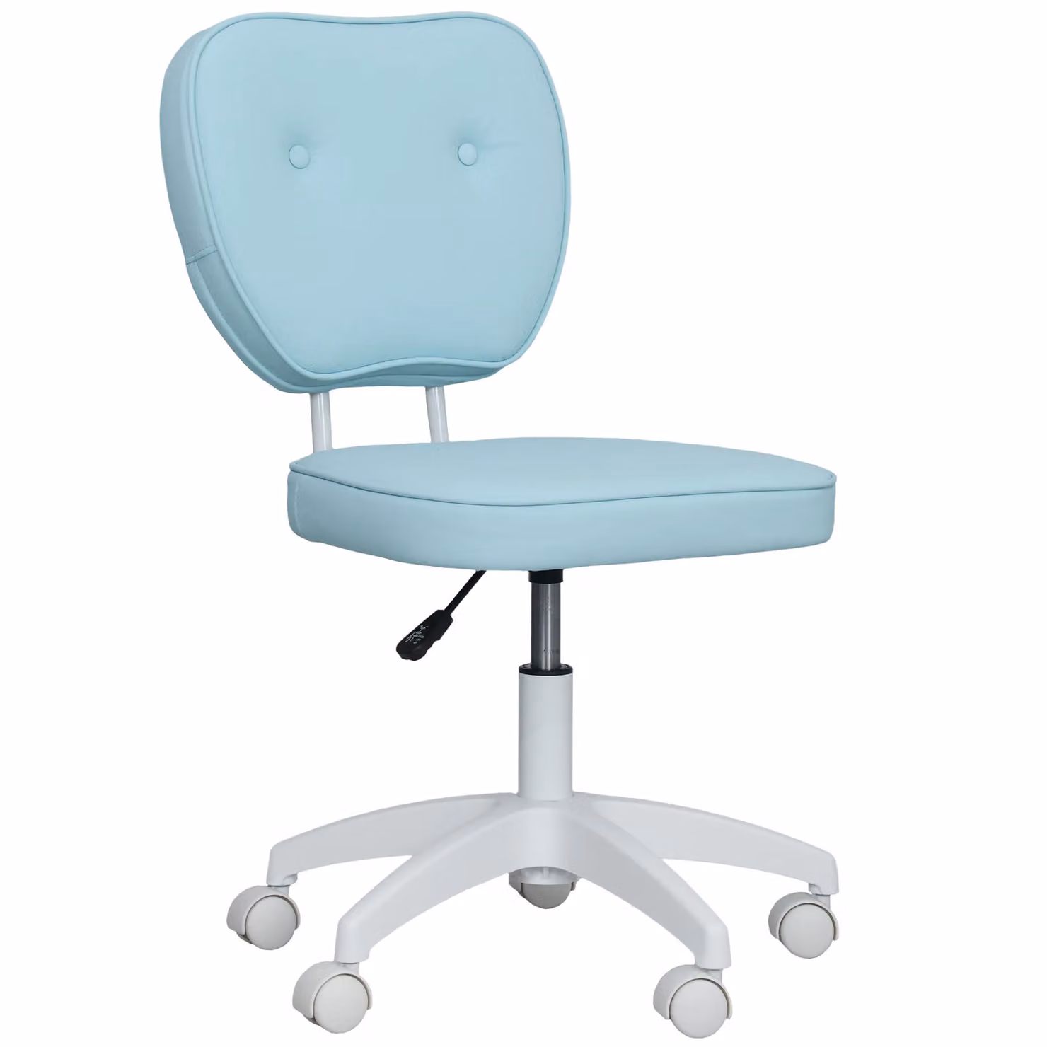 Vinsetto Armless Vanity Task Chair in Light Blue with Adjustable Height and Swivel Function – 2