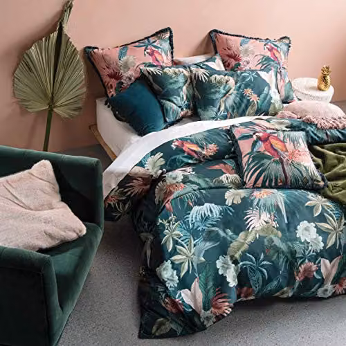 Linen House Fernanda Floral Duvet Cover and Pillowcase Set, Multicolour, W/D/H: 135 x 200 cm and 50 x 75 cm – 1