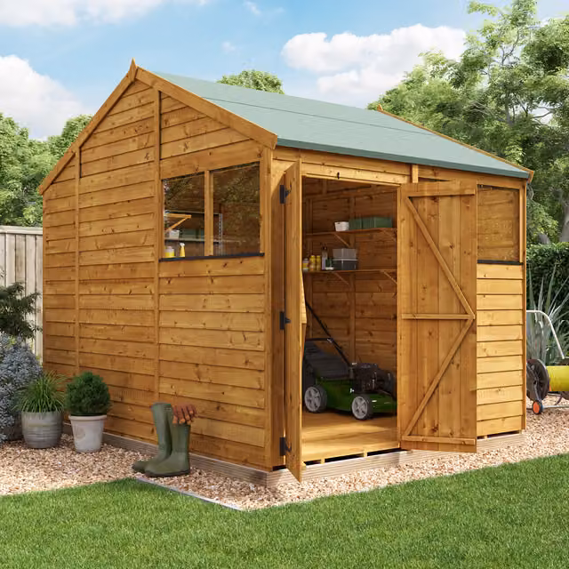 BillyOh Switch Overlap Apex Wooden Garden Shed with Window in Brown