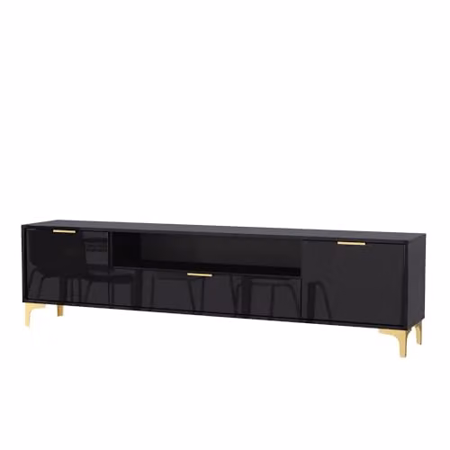 Creative Furniture Goldline Gloss TV Unit, Black and Gold, W/D/H: 200 x 50 x 35 cm – 4