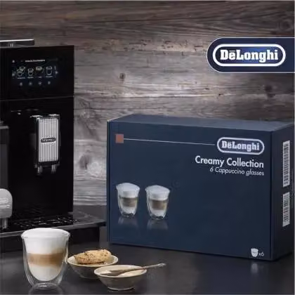 De'Longhi DLSC301 Double Walled Cappuccino Glasses, Pack of 6, Clear – 3