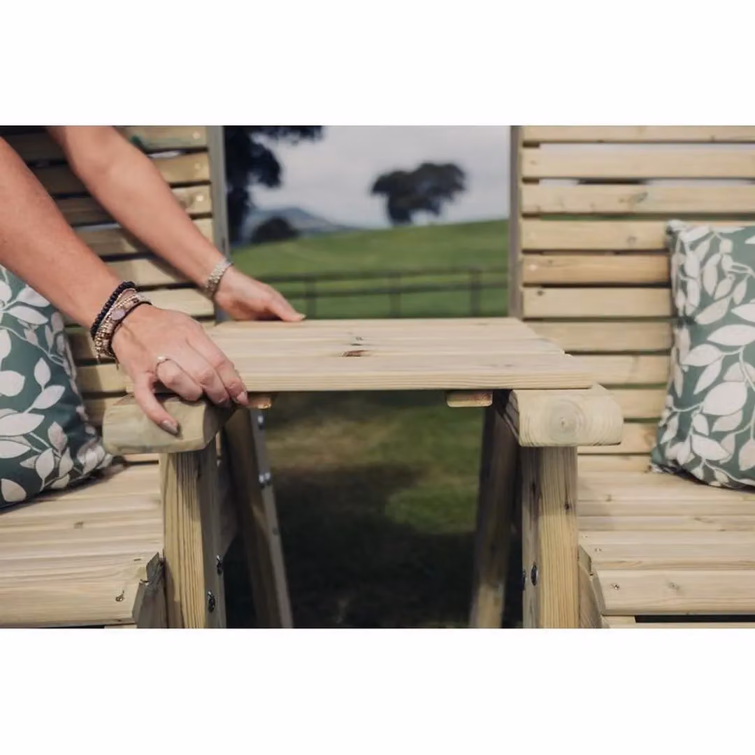 Churnet Valley Garden Furniture Ltd Straight Timber Connecting Tray for Companion Sets in Brown – 2