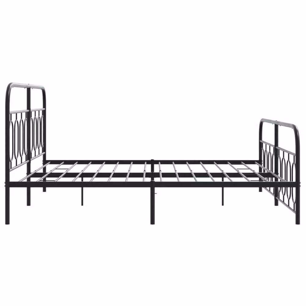 Berkfield Home Metal Bed Frame with Footboard, Black, W/D/H: 193 x 203 cm