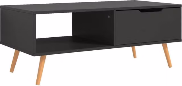 Berkfield Home Grey Mid Century Coffee Table, W: 100 cm, D: 49.5 cm, H: 43 cm