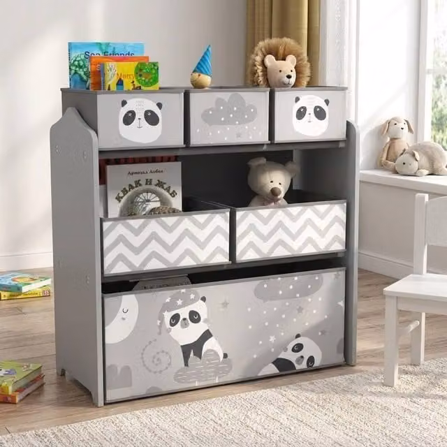 STILVORA Toy Storage Unit with 6 Bins in Grey – 1