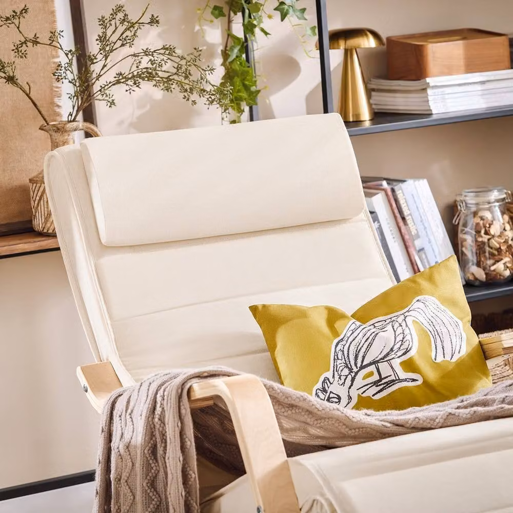 SoBuy Modern Relax Recliner Rocking Chair with Armrests in Beige – 3