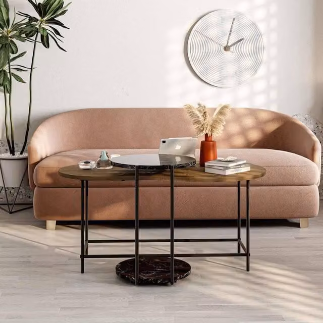 Decortie Cuddle Modern Round Marble Coffee Table in Multicolour