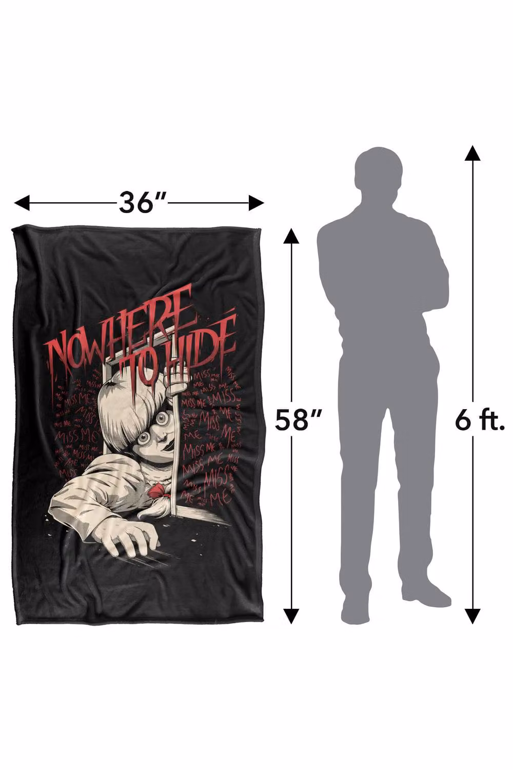 Warner Bros. The Conjuring Last Rites Nowhere To Hide Super Soft Silky Touch Fluffy Throw, Black and Multicolour, Extra Large – 3