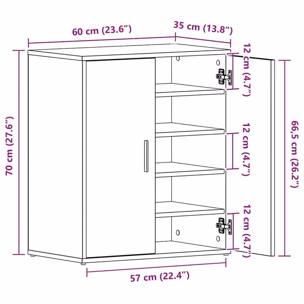 Berkfield Home Smoked Oak Shoe Cabinet in Brown, W/D/H: 60 x 35 x 70 cm – 5