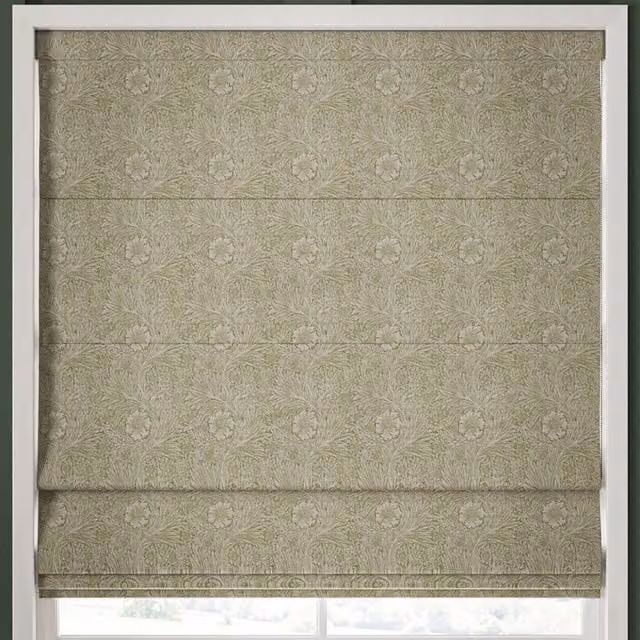 William Morris At Home Marigold Woven Made to Measure Blackout Roman Blind in Nettle Green Floral Pattern