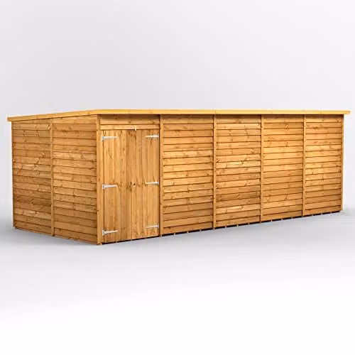 Powersheds Premium Pent Overlap Wooden Shed with Double Doors in Brown, W/D/H: 260.4 x 202.8 x 12.0 cm