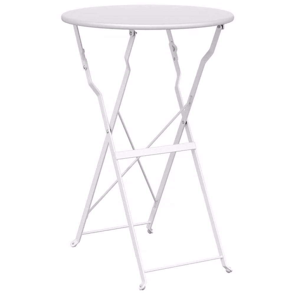 Berkfield Home White Folding Bistro Table, Powder-coated Steel, W/D/H: 50 x 50 x 71 cm – 2