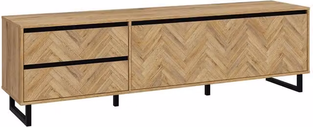 Furniture To Go Nikomedes Mid-Century Geometric TV Unit in Spica Oak and Brown Wood
