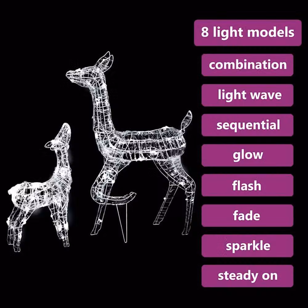 Berkfield Home Acrylic Reindeer Family Christmas Decoration with 160 Cold White LEDs – 3