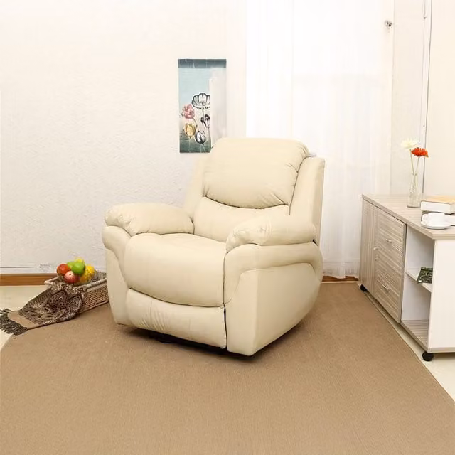 More4Homes Madison Electric Bonded Leather Automatic Recliner Armchair in Cream