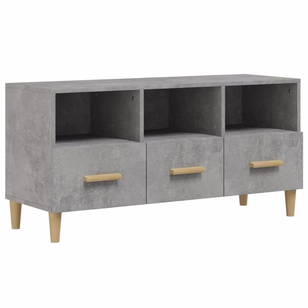 Berkfield Home Modern TV Cabinet in Concrete Grey, W/D/H: 102 x 36 x 50 cm – 2