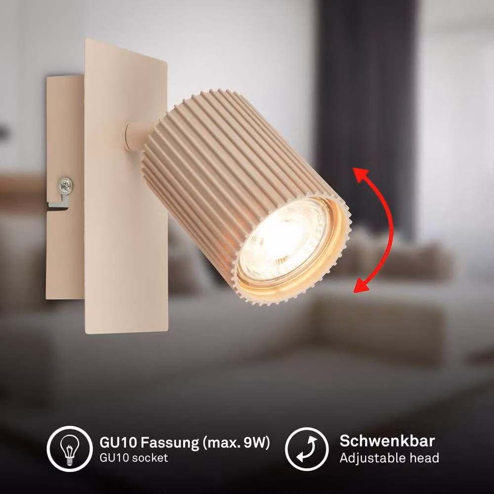 Briloner Beige Metal Wall Light Spotlight for Reading and Task Lighting, GU10 – 2