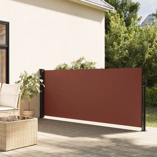 Berkfield Home Retractable Brown Polyester Side Awning, W/H: 300 x 140 cm