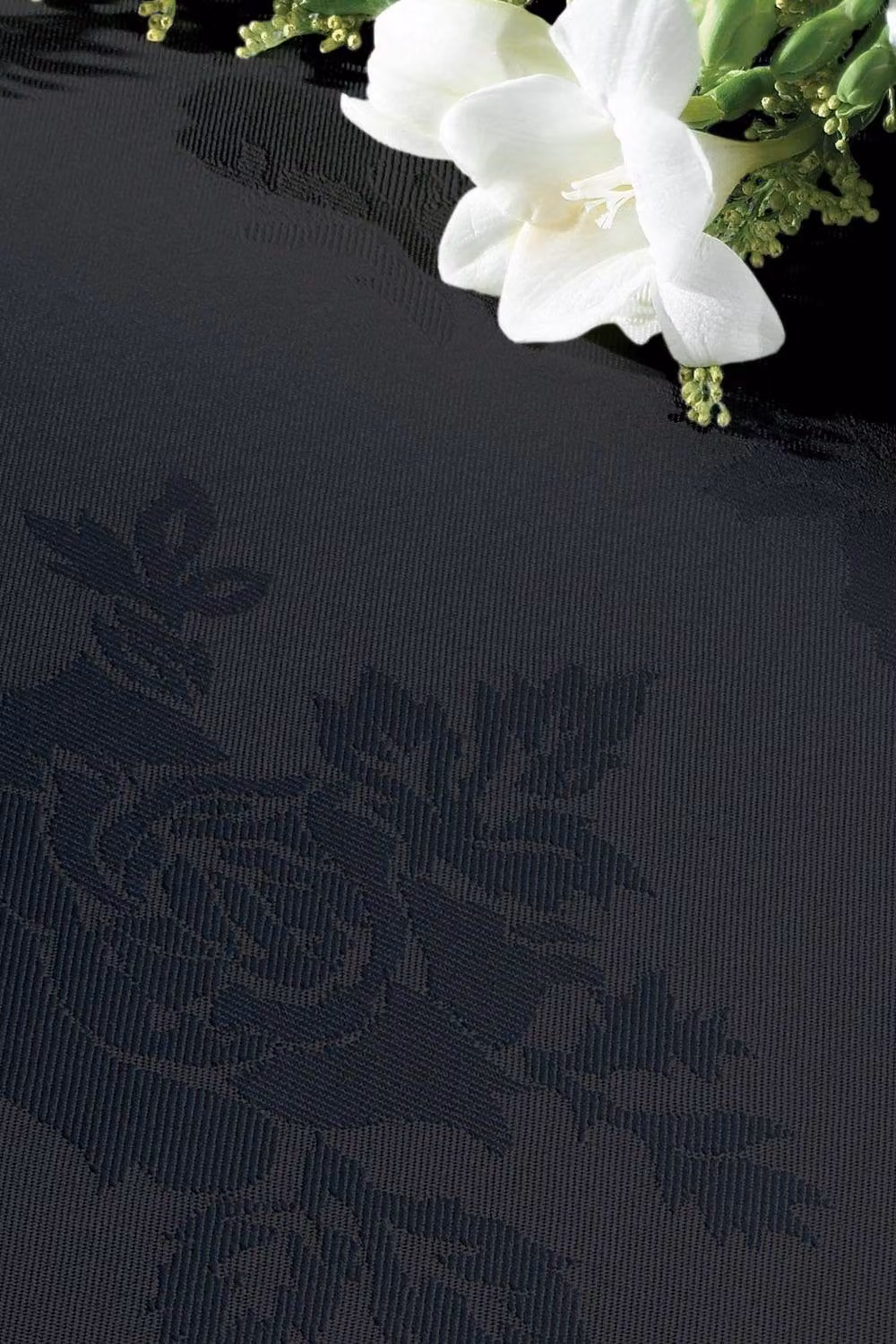 Vision Linens Black Polyester Floral Rose Design Napkin, 41 x 41 cm