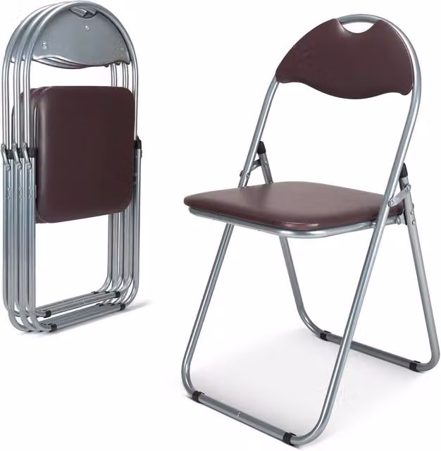 Bravich LTD Candy Faux Leather Padded Folding Dining Chair in Brown, 2 Pack – 1
