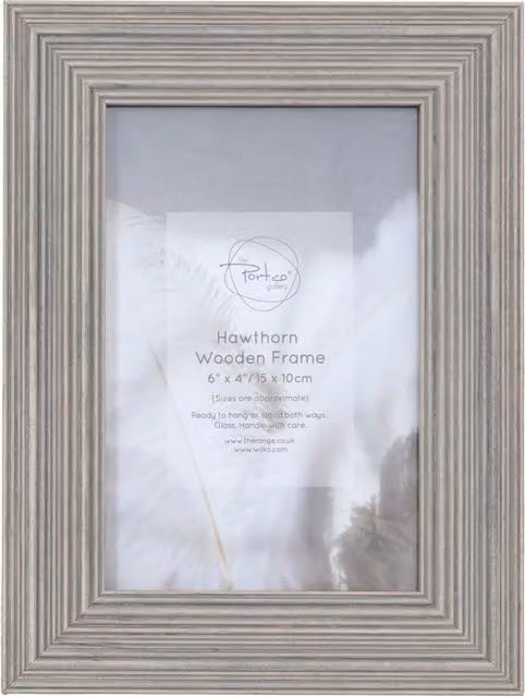 The Port. Co Gallery Classic Rectangular Wooden Photo Frame, Grey, W: 15.24 cm, H: 10.16 cm