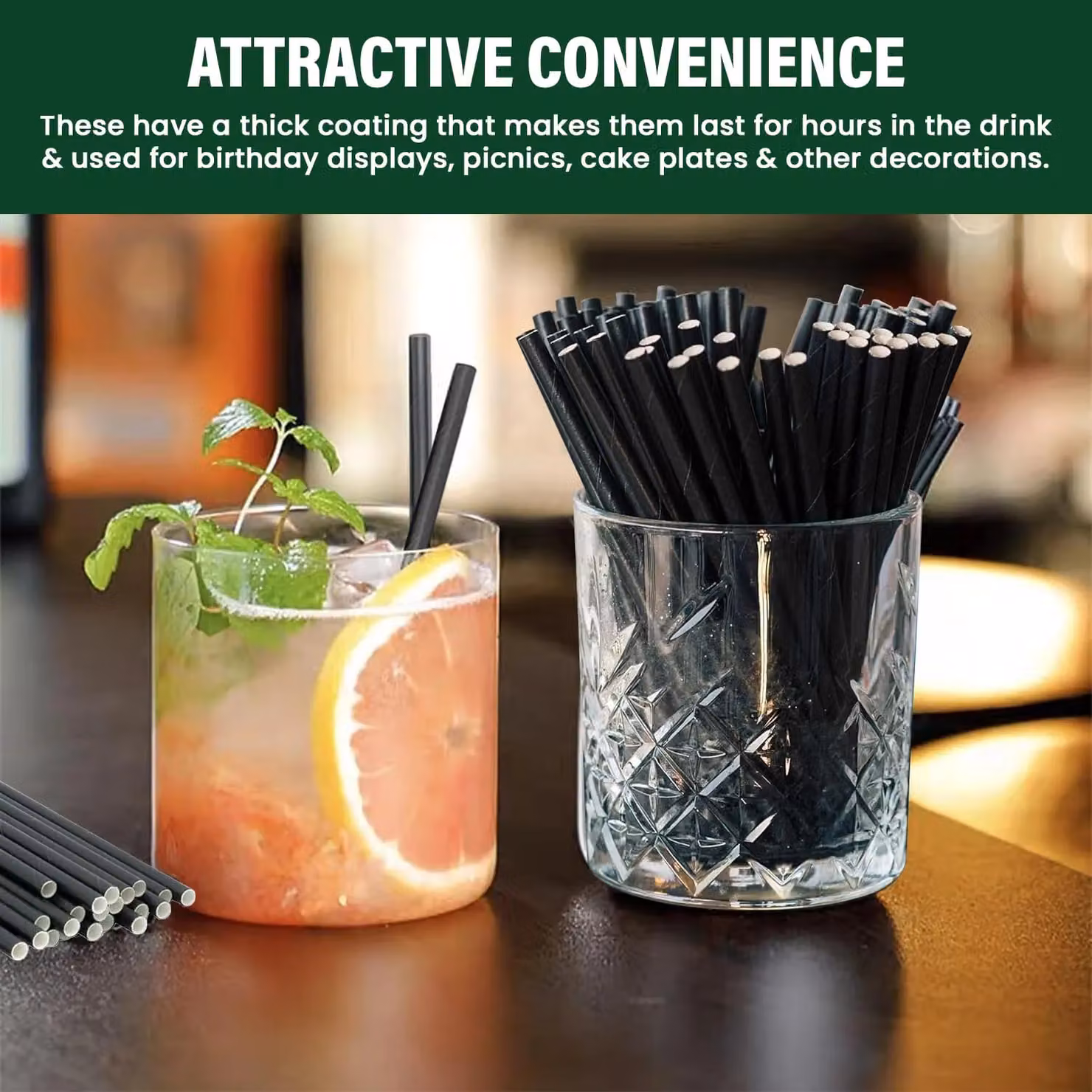 ECONX Black Compostable and Biodegradable Paper Straws, 20.32 cm, Pack of 750 – 6