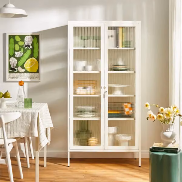Mustard Made The Collector Freestanding Cabinet in Chalk with Glass Doors and Adjustable Shelves, W/D/H: 85 x 40 x 170 cm – 2