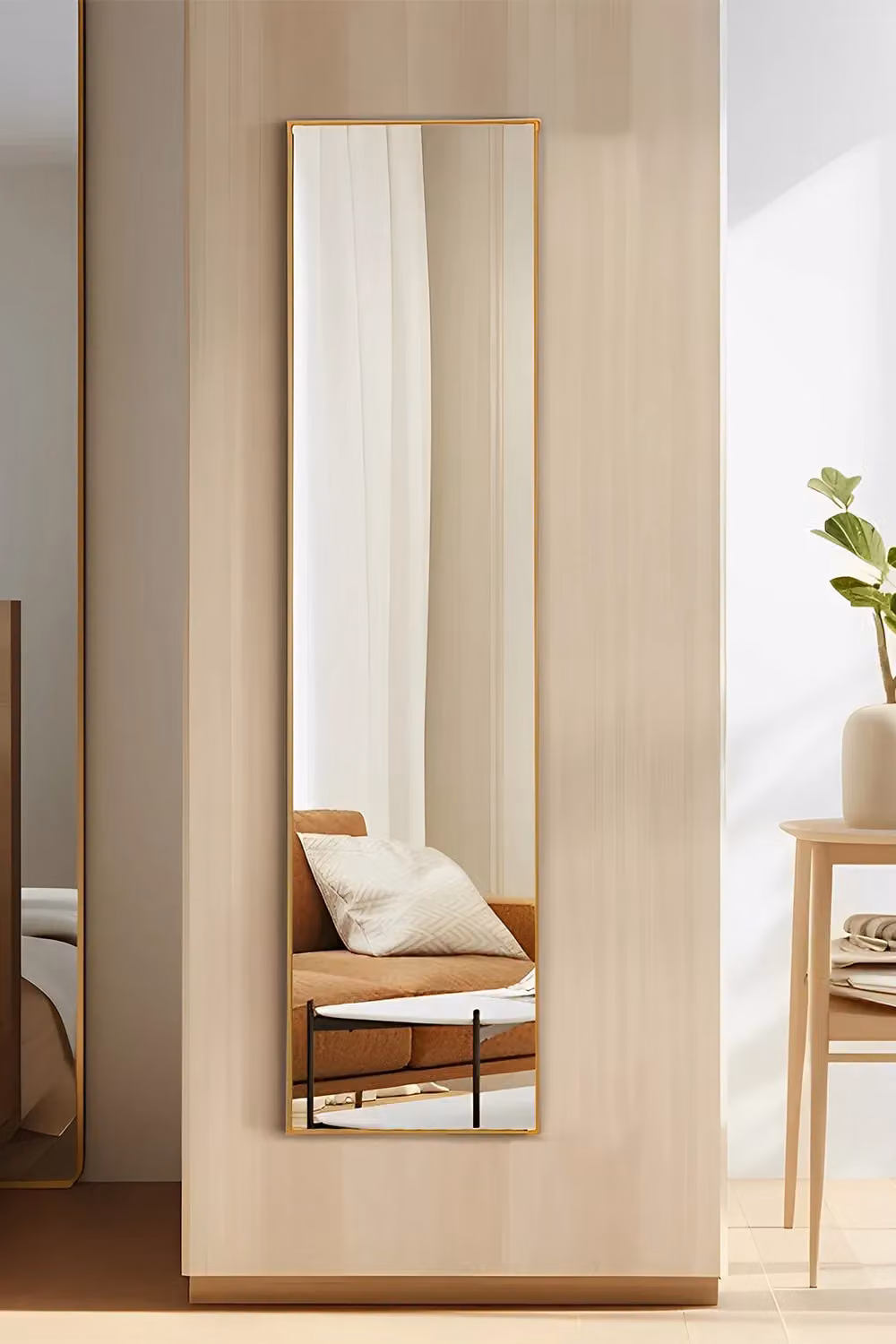 H&O Direct Modern Slim Frame Full Length Wall Mirror in Gold, W/H: 30 x 120 cm – 2