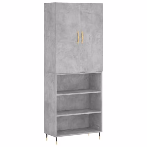 vidaXL Modern Highboard in Concrete Grey, W/D/H: 69.5 x 34 x 180 cm