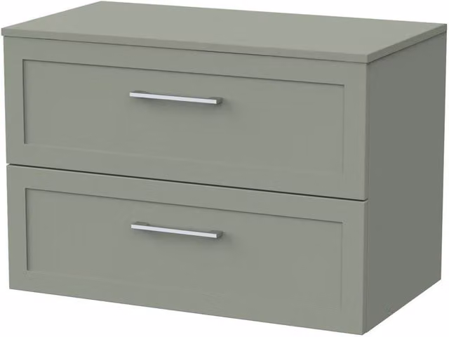 Balterley Stonnall 2 Drawer Vanity Unit with Laminate Top, Reed Green, Width: 80 cm