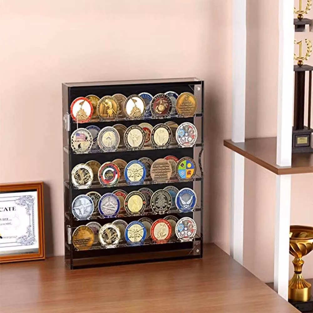 FLAVORA Challenge Coin Display Stand with 5 Rows in Black, W: 50 cm x D: 50 cm x H: 30.48 cm – 3
