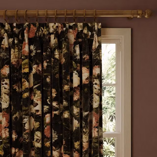 House of Hackney Midnight Garden Multicolour Floral Velvet Fabric Panel Curtain