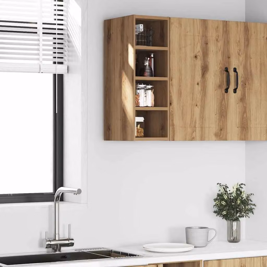 Berkfield Home Artisan Oak Hanging Kitchen Wall Unit in Brown, W/D/H: 60 x 20 x 29.5 cm – 3