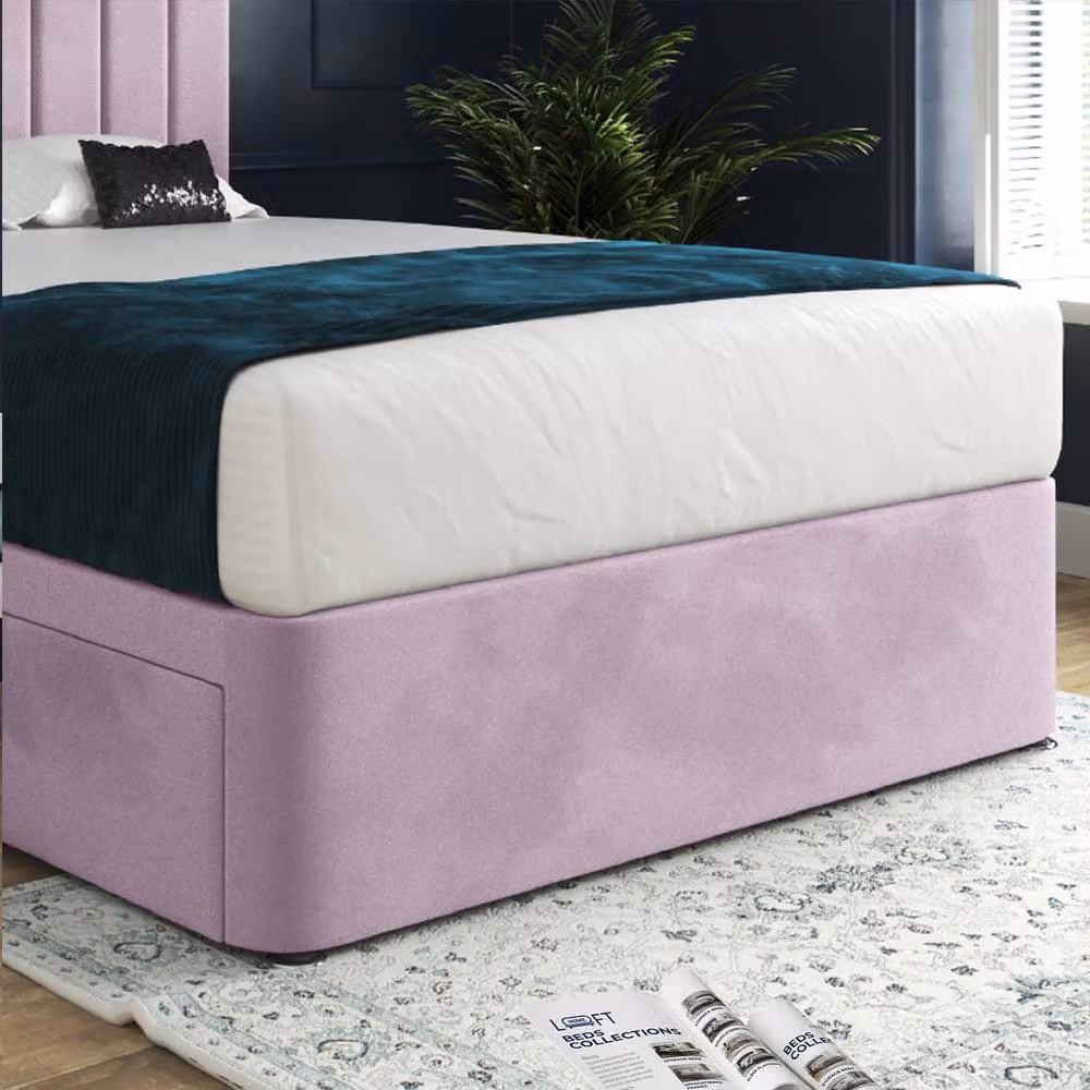 KDMD Quatt Modern Upholstered Velvet Designer Bed Frame in Pink and Purple, Size: 180 x 200 cm – 5