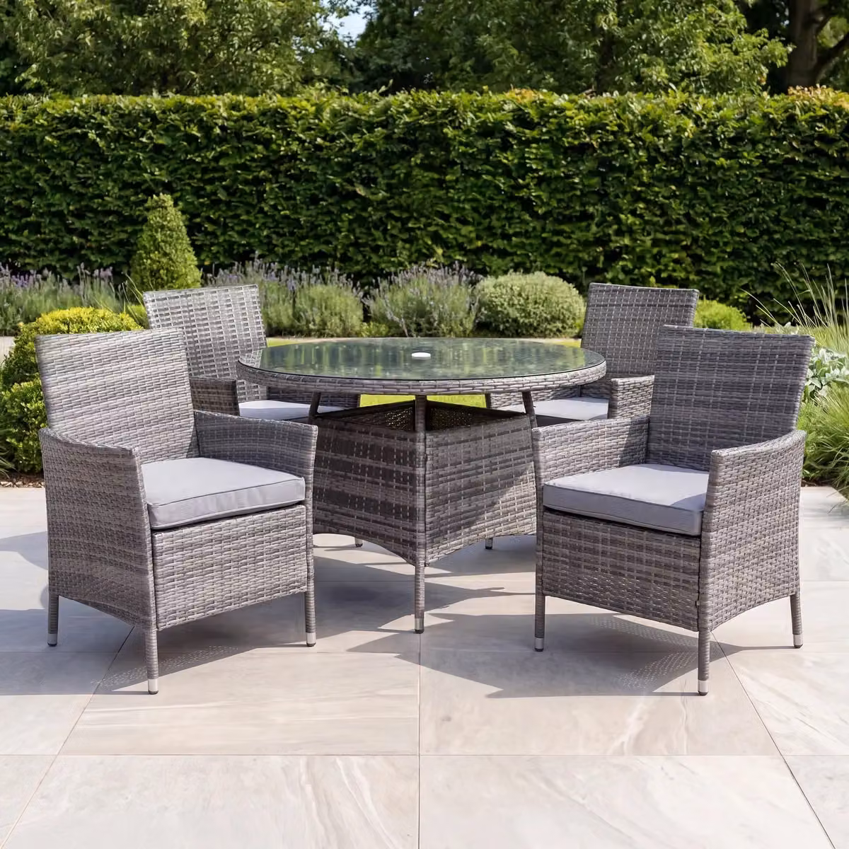 Charles Bentley Pair of Grey Rattan Dining Chairs W/D/H: 60 x 60 x 86 cm – 3