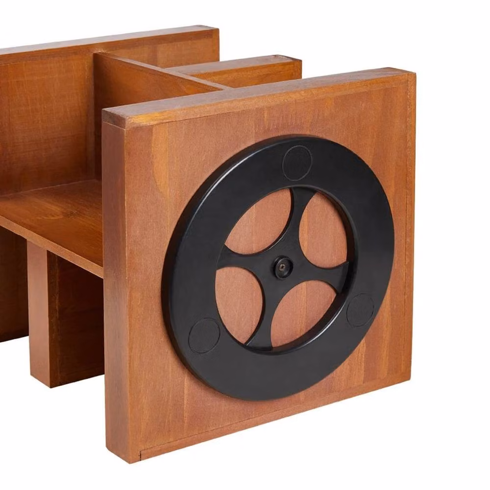KORVIXA Rotating Vintage Solid Wood Desktop Storage in Brown, W/D/H: 50 x 50 x 50 cm – 3