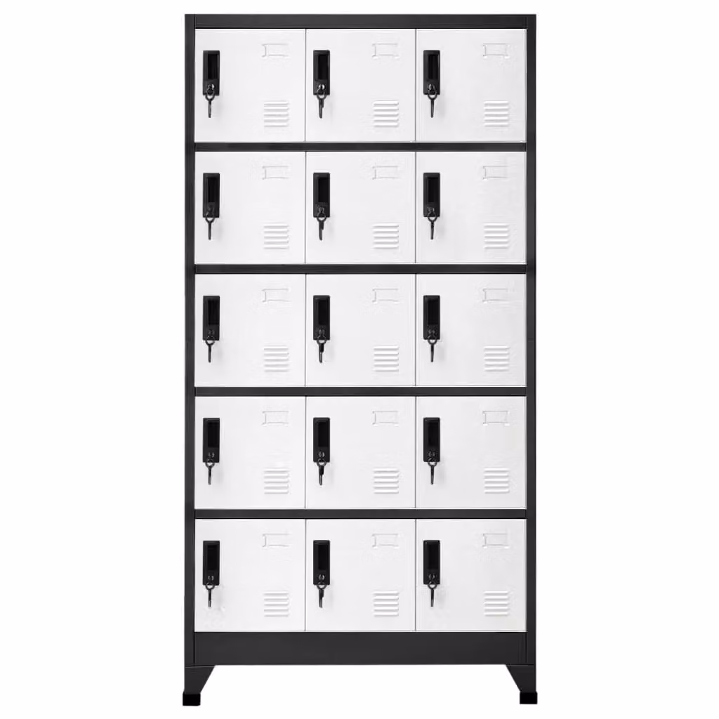 Berkfield Home Modern Steel Locker Cabinet in Anthracite, White and Black, W/D/H: 90 x 40 x 180 cm – 2