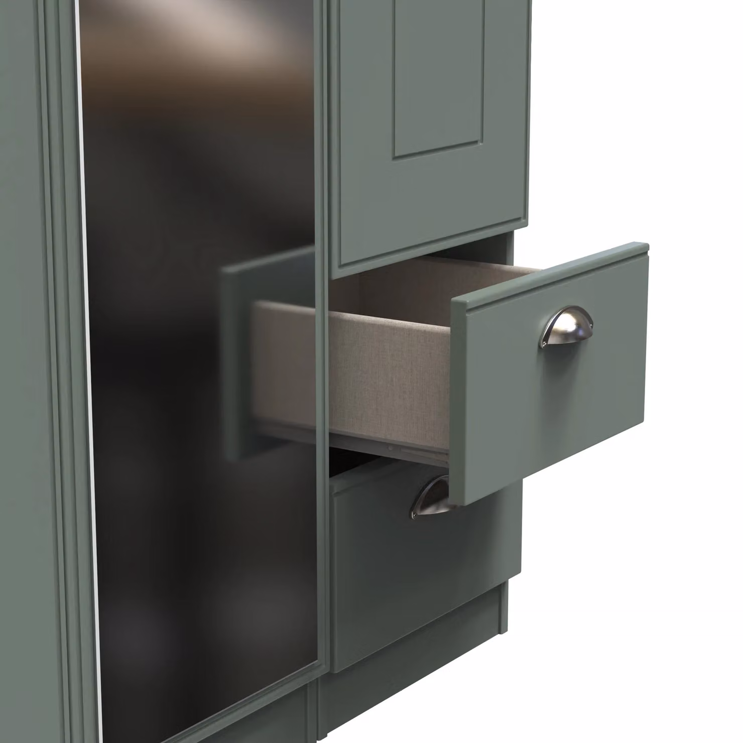 2 U Albert Triple Mirror and Drawer Wardrobe in Pale Green, Ready Assembled – 3