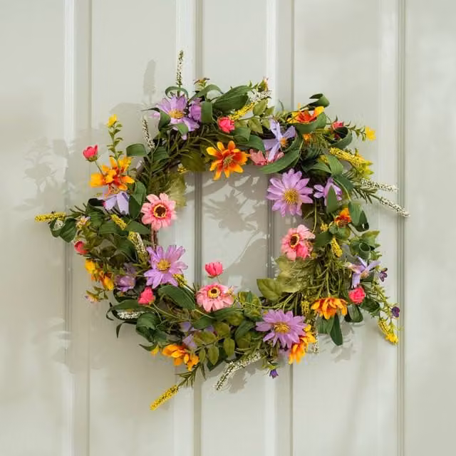 Scottish Everlastings Ltd Mixed Brights Floral Wreath, Multicolour, Diameter: 46 cm