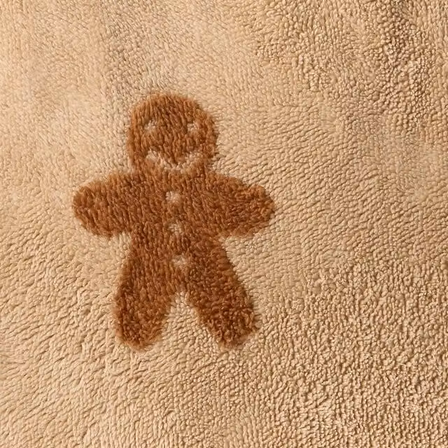 OHS Gingerbread Print Tuft Throw in Beige
