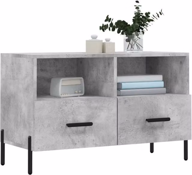 Berkfield Home Industrial TV Cabinet in Concrete Grey, W/D/H: 80 x 36 x 50 cm