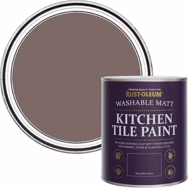 Rust-Oleum Kitchen Tile Paint in Matt Finish, Rivers Edge, Brown, 750ml