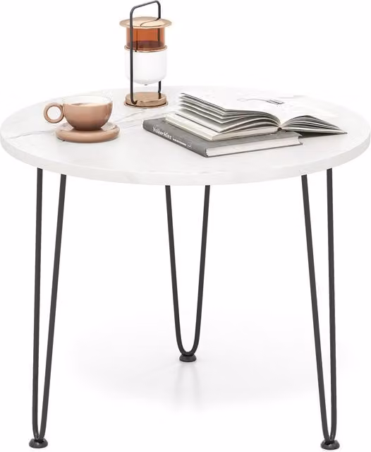 Costway Round Faux Marble Accent Coffee Table in White