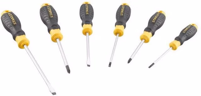 Stanley 6 Piece Cushion Grip Screwdriver Set in Yellow