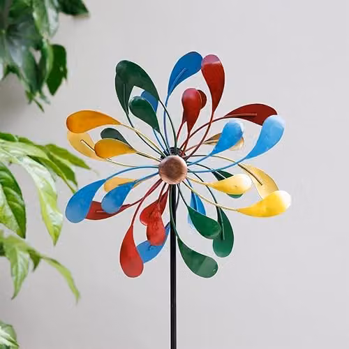Primrose Metal Droplet Multicoloured Kinetic Wind Spinner, Height: 38 cm