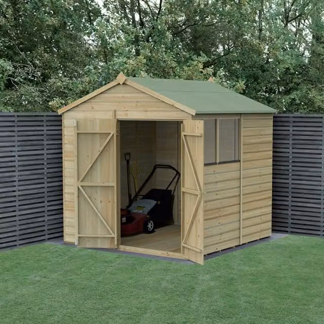 Beckwood 7x7 Apex Gable Wood Shed with Foundation in Green and Brown