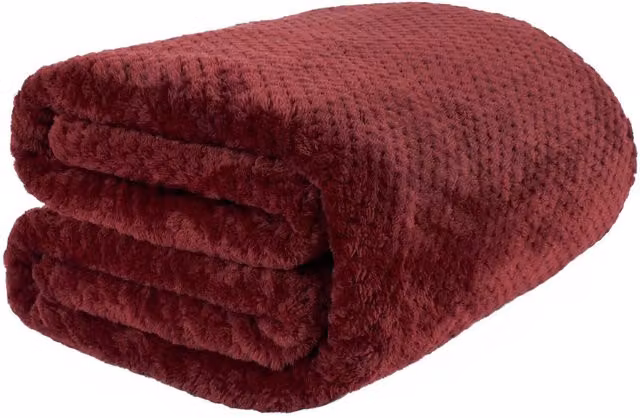 Dreamscene Red Waffle Honeycomb Mink Throw, W: 200 cm