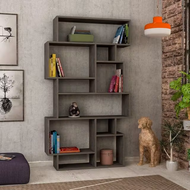 Decortie Karmato Modern Bookcase Display Unit in Brown
