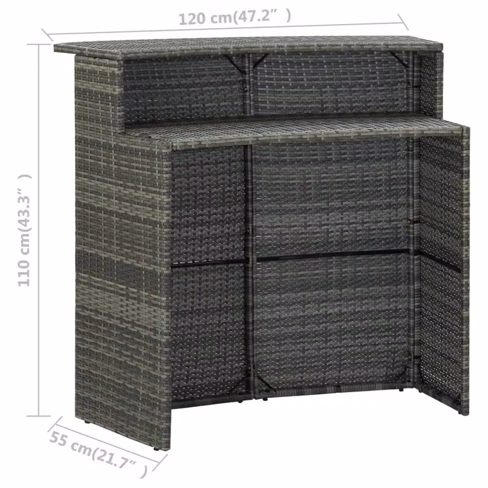 Berkfield Home Grey Poly Rattan Garden Bar Table, W/D/H: 120 x 55 x 110 cm – 5